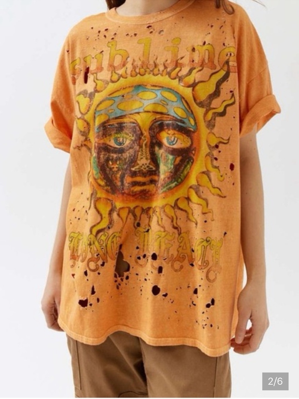 Urban Outfitters Sublime Orange Destroyed Tee Size S/M